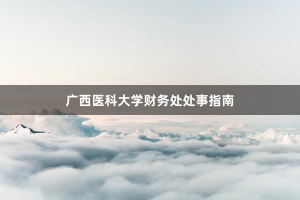 广西医科大学财务处处事指南